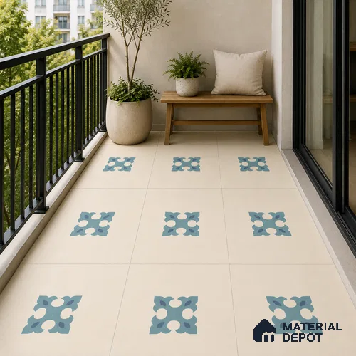 Moroccan Floor & Wall Tile TL 12765 Erebor 1 ft x 1 ft Matte Finish Vitrified Tile - 9 mm | Suitable For Bathroom, Kitchen, Balcony | 2 mm Spacer is Mandatory