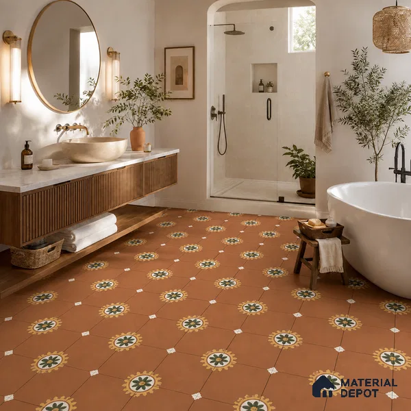 Moroccan Floor & Wall Tile TL 12766 Erin 1 ft x 1 ft Matte Finish Vitrified Tile - 9 mm | Suitable For Bathroom, Kitchen, Balcony | 2 mm Spacer is Mandatory