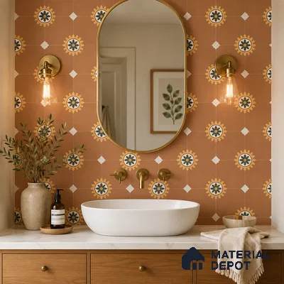 Moroccan Floor & Wall Tile TL 12766 Erin 1 ft x 1 ft Matte Finish Vitrified Tile - 9 mm | Suitable For Bathroom, Kitchen, Balcony | 2 mm Spacer is Mandatory