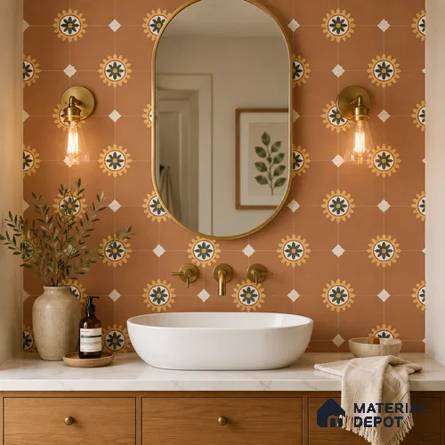 Moroccan Floor & Wall Tile TL 12766 Erin 1 ft x 1 ft Matte Finish Vitrified Tile - 9 mm | Suitable For Bathroom, Kitchen, Balcony | 2 mm Spacer is Mandatory