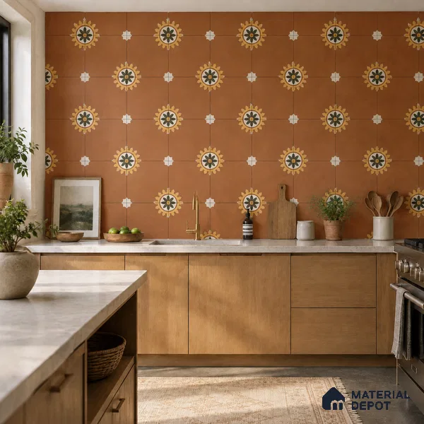Moroccan Floor & Wall Tile TL 12766 Erin 1 ft x 1 ft Matte Finish Vitrified Tile - 9 mm | Suitable For Bathroom, Kitchen, Balcony | 2 mm Spacer is Mandatory