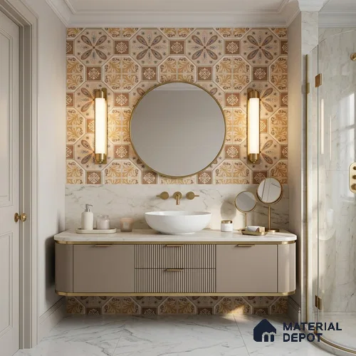 Moroccan Floor & Wall Tile TL 12767 Kanot 1 ft x 1 ft Carving Matte Finish Vitrified Tile - 9 mm | Suitable For Bathroom, Kitchen, Balcony | 2 mm Spacer is Mandatory