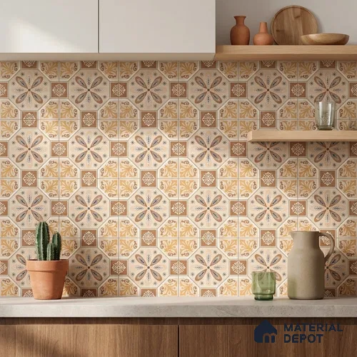 Moroccan Floor & Wall Tile TL 12767 Kanot 1 ft x 1 ft Carving Matte Finish Vitrified Tile - 9 mm | Suitable For Bathroom, Kitchen, Balcony | 2 mm Spacer is Mandatory