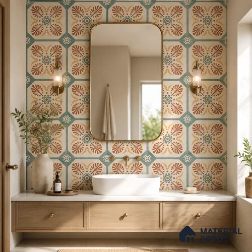 Moroccan Floor & Wall Tile TL 12768 Lido 1 ft x 1 ft Carving Matte Finish Vitrified Tile - 9 mm | Suitable For Bathroom, Kitchen, Balcony | 2 mm Spacer is Mandatory