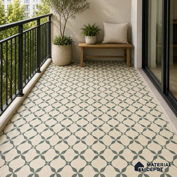 Moroccan Floor & Wall Tile TL 12770 Nevica 1 ft x 1 ft Carving Matte Finish Vitrified Tile - 9 mm | Suitable For Bathroom, Kitchen, Balcony | 2 mm Spacer is Mandatory