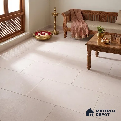 Cement Wall & Floor Tile TL 12773 Ivory Beige 4 ft x 2 ft Matte Finish Vitrified Tile - 9 mm | Suitable For Living Room, Hall, Bedroom