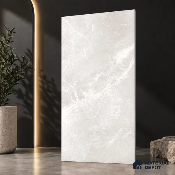 Marble Wall & Floor Tile TL 12775 Bianco 4 ft x 2 ft Punch Matte Finish Vitrified Tile - 9 mm | Suitable For Living Room, Bedroom, Kitchen