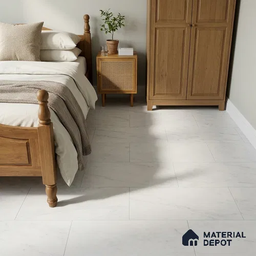 Marble Wall & Floor Tile TL 12775 Bianco 4 ft x 2 ft Punch Matte Finish Vitrified Tile - 9 mm | Suitable For Living Room, Bedroom, Kitchen