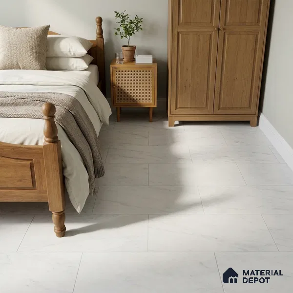 Marble Wall & Floor Tile TL 12775 Bianco 4 ft x 2 ft Punch Matte Finish Vitrified Tile - 9 mm | Suitable For Living Room, Bedroom, Kitchen