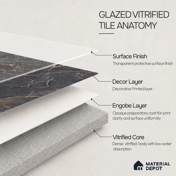 Marble Wall & Floor Tile TL 12775 C Black 4 ft x 2 ft Punch Matte Finish Vitrified Tile - 9 mm | Suitable For Living Room, Bedroom, Kitchen