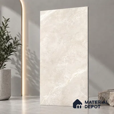 Marble Wall & Floor Tile TL 12775 D Cream 4 ft x 2 ft Punch Matte Finish Vitrified Tile - 9 mm | Suitable For Living Room, Bedroom, Kitchen