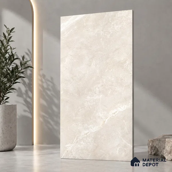 Marble Wall & Floor Tile TL 12775 D Cream 4 ft x 2 ft Punch Matte Finish Vitrified Tile - 9 mm | Suitable For Living Room, Bedroom, Kitchen
