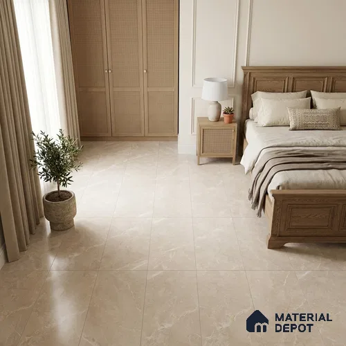Marble Wall & Floor Tile TL 12775 D Cream 4 ft x 2 ft Punch Matte Finish Vitrified Tile - 9 mm | Suitable For Living Room, Bedroom, Kitchen