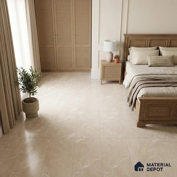 Marble Wall & Floor Tile TL 12775 D Cream 4 ft x 2 ft Punch Matte Finish Vitrified Tile - 9 mm | Suitable For Living Room, Bedroom, Kitchen