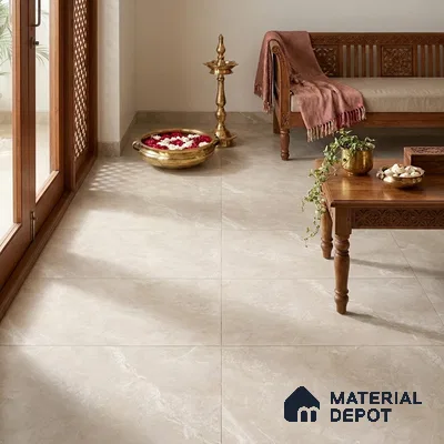 Marble Wall & Floor Tile TL 12775 D Cream 4 ft x 2 ft Punch Matte Finish Vitrified Tile - 9 mm | Suitable For Living Room, Bedroom, Kitchen