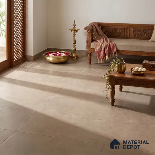 Cement Floor & Wall Tile TL 12777 Garmin Beige 4 ft x 2 ft Punch Matte Finish Vitrified Tile - 9 mm
