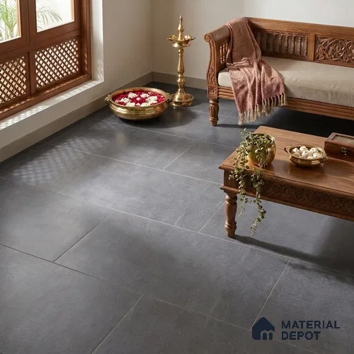 Cement Floor & Wall Tile TL 12777 C Garmin Iron 4 ft x 2 ft Punch Matte Finish Vitrified Tile - 9 mm