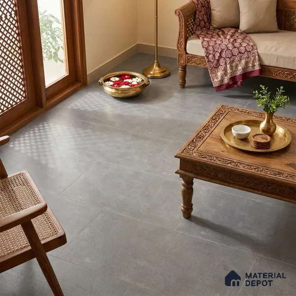 Cement Floor & Wall Tile TL 12777 D Garmin Smoke 4 ft x 2 ft Punch Matte Finish Vitrified Tile - 9 mm