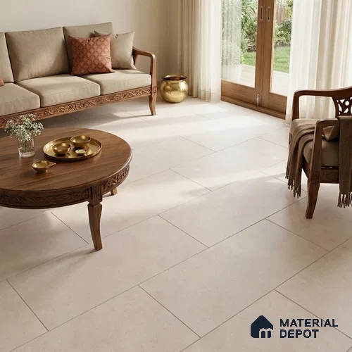 Cement Floor & Wall Tile TL 12778 G Prive White 4 ft x 2 ft Matte Finish Vitrified Tile - 9 mm