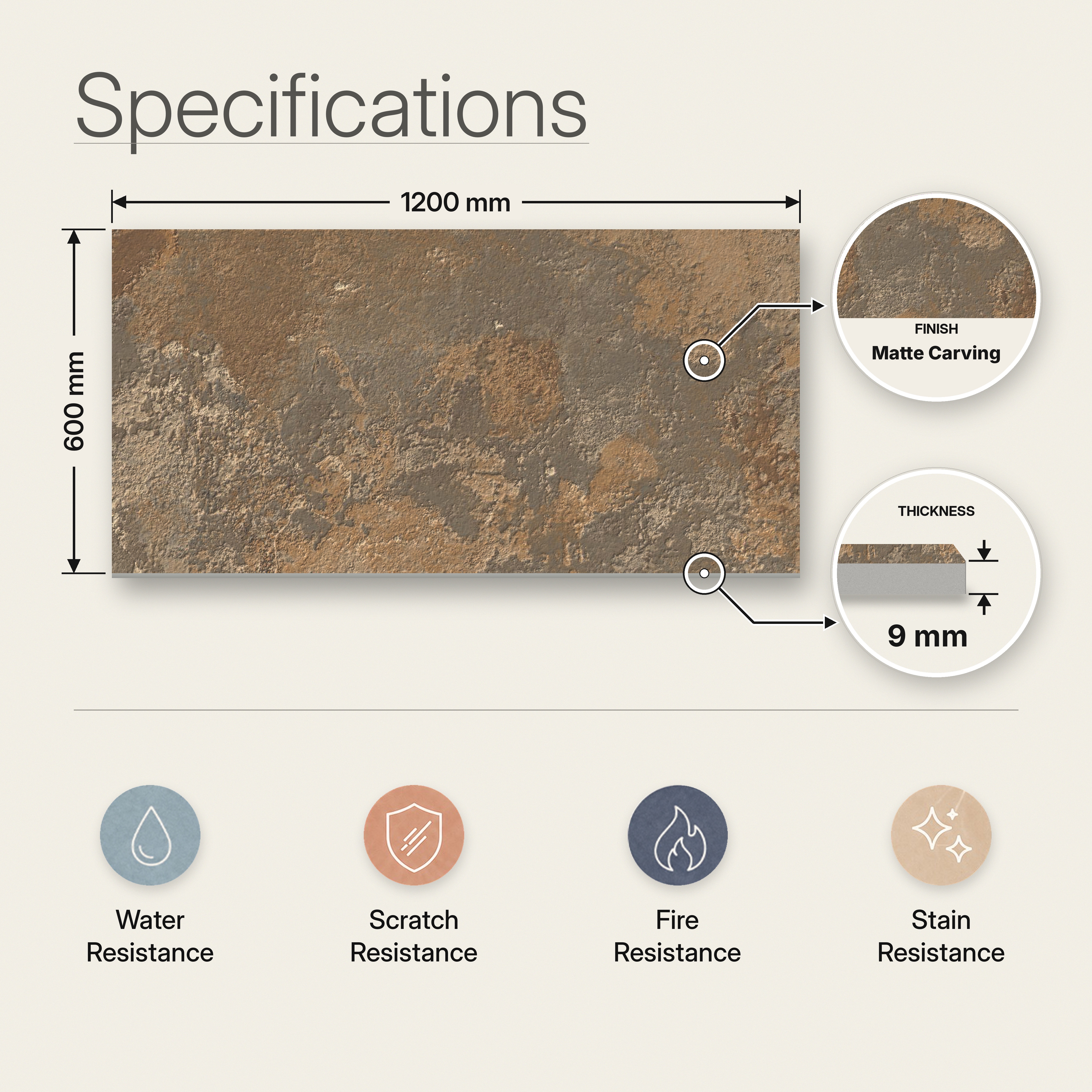 Rustic Floor & Wall Tile TL 12779 B Metal Rust 4 ft x 2 ft Punch Matte Finish Vitrified Tile - 9 mm