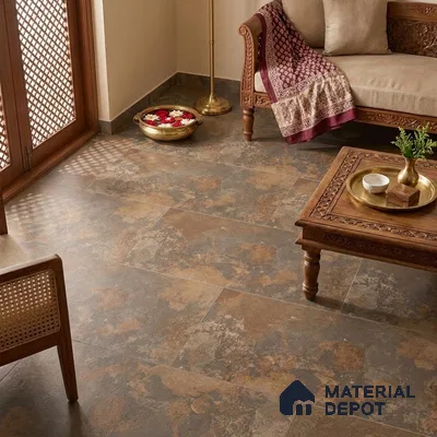 Rustic Floor & Wall Tile TL 12779 B Metal Rust 4 ft x 2 ft Punch Matte Finish Vitrified Tile - 9 mm