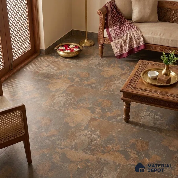 Rustic Floor & Wall Tile TL 12779 B Metal Rust 4 ft x 2 ft Punch Matte Finish Vitrified Tile - 9 mm