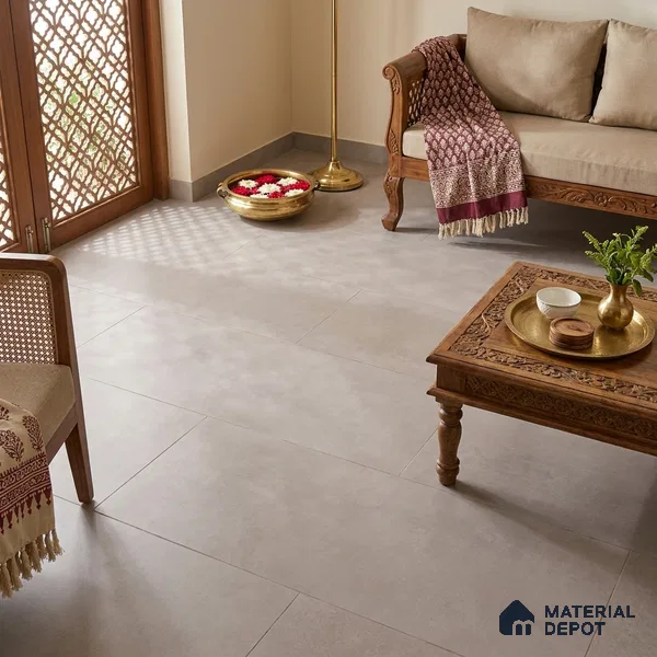 Cement Wall & Floor Tile TL 12780 E Grey 4 ft x 2 ft Matte Finish Vitrified Tile - 9 mm | Suitable For Living Room, Hall, Bedroom