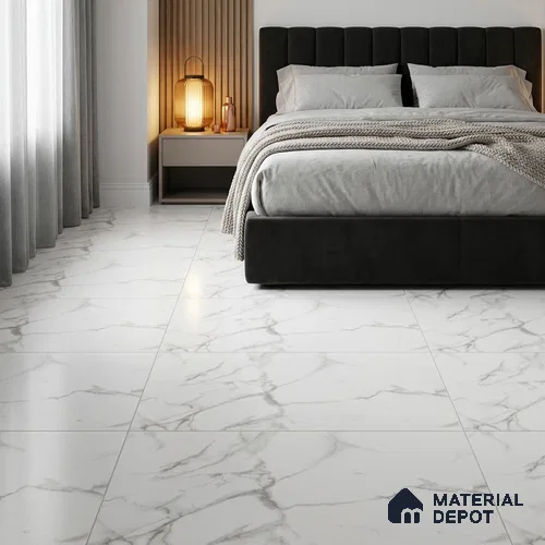 Marble Wall & Floor Tile TL 12783 White 4 ft x 2 ft Matte Carving Finish Vitrified Tile - 9 mm | 3 Random Designs | Suitable For Living Room, Bedroom, Kitchen