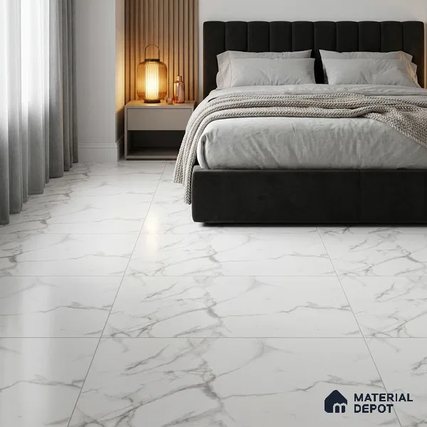 Marble Wall & Floor Tile TL 12783 White 4 ft x 2 ft Matte Carving Finish Vitrified Tile - 9 mm | 3 Random Designs | Suitable For Living Room, Bedroom, Kitchen