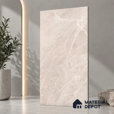Marble Wall & Floor Tile TL 12784 Cream 4 ft x 2 ft Matte Carving Finish Vitrified Tile - 9 mm | 4 Random Designs | Suitable For Living Room, Bedroom, Kitchen
