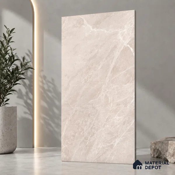 Marble Wall & Floor Tile TL 12784 Cream 4 ft x 2 ft Matte Carving Finish Vitrified Tile - 9 mm | 4 Random Designs | Suitable For Living Room, Bedroom, Kitchen
