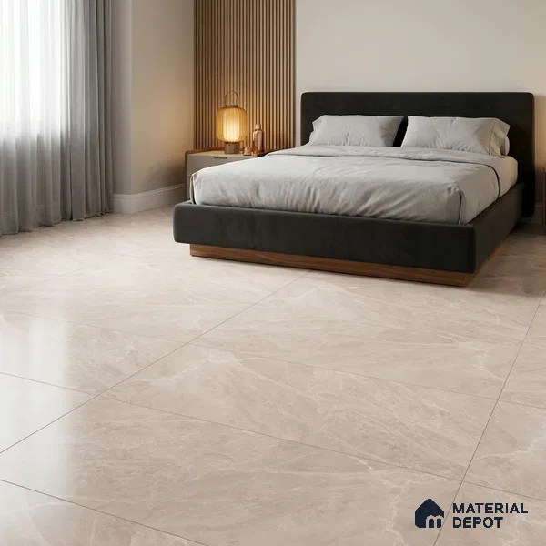 Marble Wall & Floor Tile TL 12784 Cream 4 ft x 2 ft Matte Carving Finish Vitrified Tile - 9 mm | 4 Random Designs | Suitable For Living Room, Bedroom, Kitchen