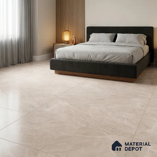 Marble Wall & Floor Tile TL 12784 Cream 4 ft x 2 ft Matte Carving Finish Vitrified Tile - 9 mm | 4 Random Designs | Suitable For Living Room, Bedroom, Kitchen