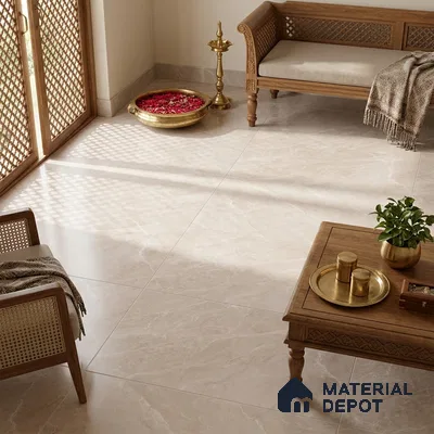 Marble Wall & Floor Tile TL 12784 Cream 4 ft x 2 ft Matte Carving Finish Vitrified Tile - 9 mm | 4 Random Designs | Suitable For Living Room, Bedroom, Kitchen