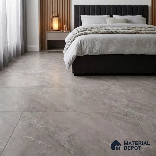 Marble Wall & Floor Tile TL 12784 B Grey 4 ft x 2 ft Matte Carving Finish Vitrified Tile - 9 mm | 4 Random Designs | Suitable For Living Room, Bedroom, Kitchen