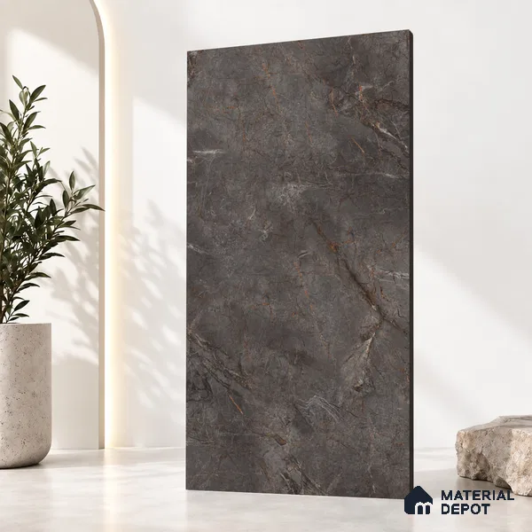Marble Wall & Floor Tile TL 12785 Nero 4 ft x 2 ft Matte Carving Finish Vitrified Tile - 9 mm | 6 Random Designs | Suitable For Living Room, Bedroom, Kitchen