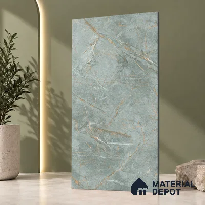 Marble Wall & Floor Tile TL 12785 D Aqua 4 ft x 2 ft Matte Carving Finish Vitrified Tile - 9 mm | 6 Random Designs | Suitable For Living Room, Bedroom, Kitchen