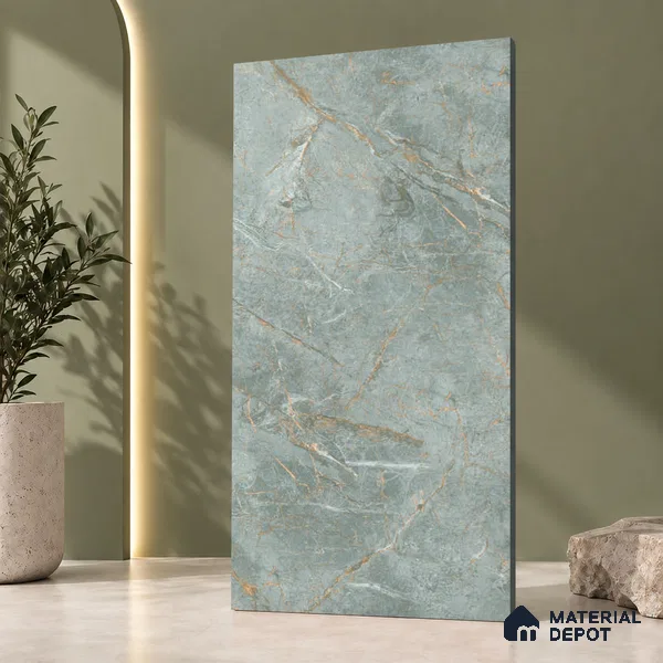 Marble Wall & Floor Tile TL 12785 D Aqua 4 ft x 2 ft Matte Carving Finish Vitrified Tile - 9 mm | 6 Random Designs | Suitable For Living Room, Bedroom, Kitchen