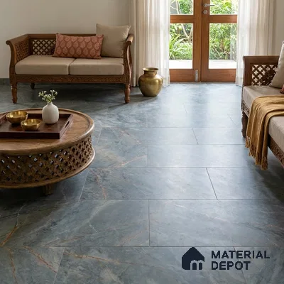 Marble Wall & Floor Tile TL 12785 D Aqua 4 ft x 2 ft Matte Carving Finish Vitrified Tile - 9 mm | 6 Random Designs | Suitable For Living Room, Bedroom, Kitchen