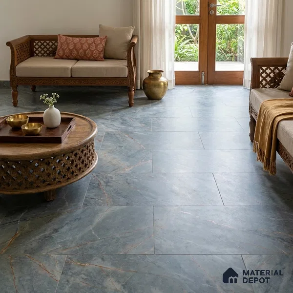 Marble Wall & Floor Tile TL 12785 D Aqua 4 ft x 2 ft Matte Carving Finish Vitrified Tile - 9 mm | 6 Random Designs | Suitable For Living Room, Bedroom, Kitchen