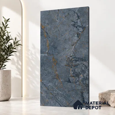 Marble Wall & Floor Tile TL 12785 E Blue 4 ft x 2 ft Matte Carving Finish Vitrified Tile - 9 mm | 6 Random Designs | Suitable For Living Room, Bedroom, Kitchen