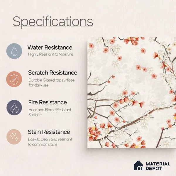 TL 12790 Cherry Blossoms 4 ft x 2 ft Vitrified Matte Finish Tile - 9 mm