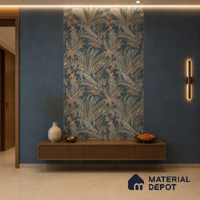 TL 12793 B Bottanical Iron Blue 4 ft x 2 ft Vitrified Matte Finish Tile - 9 mm