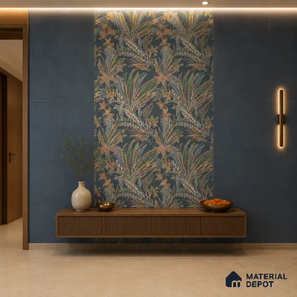 TL 12793 B Bottanical Iron Blue 4 ft x 2 ft Vitrified Matte Finish Tile - 9 mm
