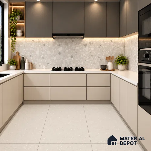 TL 12796 Venetian Terazzo Bianco 4 ft x 2 ft Vitrified Matte Finish Tile - 9 mm