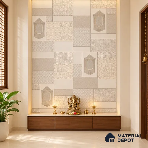 Moroccan Wall Highlighter Tile TL 12797 G Beige Jaali Patchwork 4 ft x 2 ft Vitrified Matte Finish - 9 mm | 4 Random Designs | Suitable for Living Room, Bedroom, Foyer & Highlighter Walls