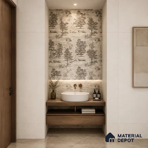 TL 12799 B Forest Toile Black 4 ft x 2 ft Vitrified Matte Finish Tile - 9 mm