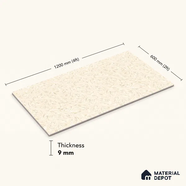 TL 12800 Papier Crema Decor - 1 4 ft x 2 ft Vitrified Matte Finish Tile - 9 mm