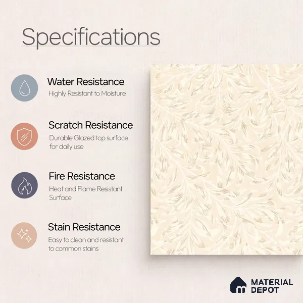 TL 12800 Papier Crema Decor - 1 4 ft x 2 ft Vitrified Matte Finish Tile - 9 mm