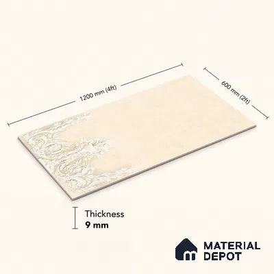 TL 12800 C Papier Crema Decor - 3 4 ft x 2 ft Vitrified Matte Finish Tile - 9 mm